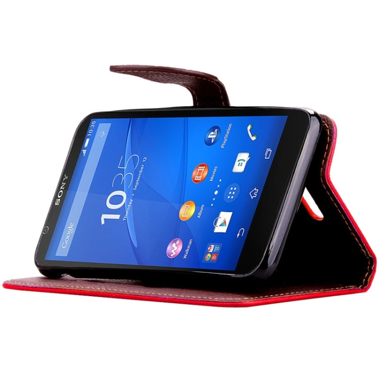 Leaf Magnetic Snap Litchi Texture Horizontal Flip Leather Case with Card Slots & Wallet & Holder & Lanyard for Sony Xperia E4