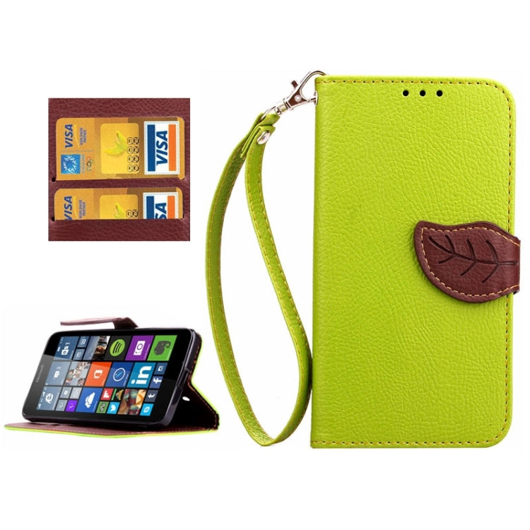 Leaf Magnetic Snap Litchi Texture Horizontal Flip Leather Case with Card Slots & Wallet & Holder & Lanyard for Microsoft Lumia 640