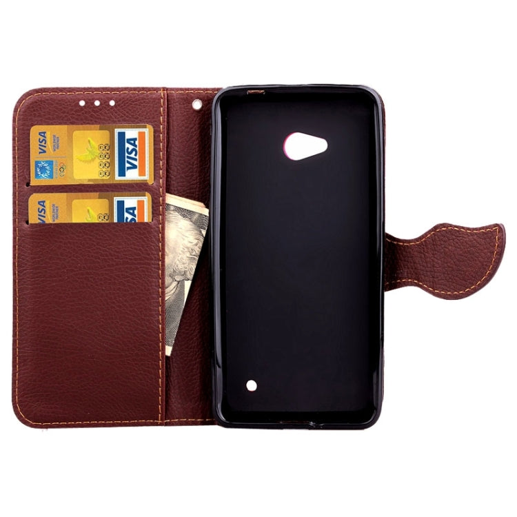 Leaf Magnetic Snap Litchi Texture Horizontal Flip Leather Case with Card Slots & Wallet & Holder & Lanyard for Microsoft Lumia 640