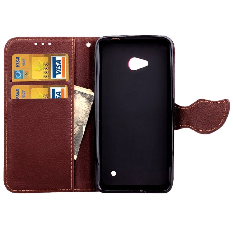 Leaf Magnetic Snap Litchi Texture Horizontal Flip Leather Case with Card Slots & Wallet & Holder & Lanyard for Microsoft Lumia 640