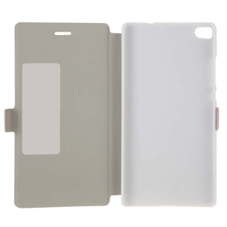 Crazy Horse Texture Horizontal Flip Solid Color Leather Case with Call Display ID & Magnetic Closure & Holder for Huawei P8