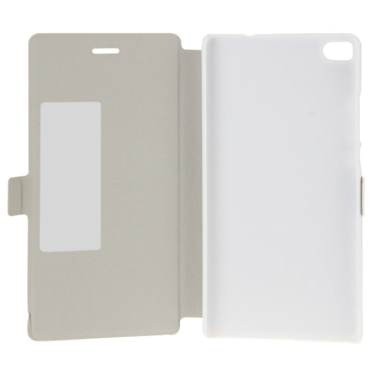 Crazy Horse Texture Horizontal Flip Solid Color Leather Case with Call Display ID & Magnetic Closure & Holder for Huawei P8