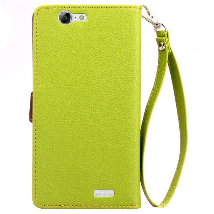 Leaf Magnetic Snap Litchi Texture Horizontal Flip Leather Case with Card Slots & Wallet & Holder & Lanyard for Huawei Ascend G7