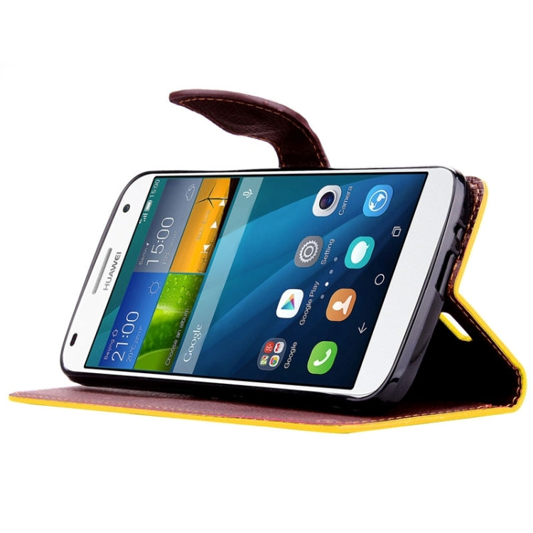 Leaf Magnetic Snap Litchi Texture Horizontal Flip Leather Case with Card Slots & Wallet & Holder & Lanyard for Huawei Ascend G7