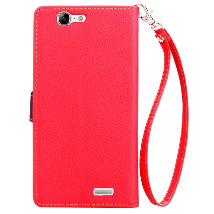 Leaf Magnetic Snap Litchi Texture Horizontal Flip Leather Case with Card Slots & Wallet & Holder & Lanyard for Huawei Ascend G7