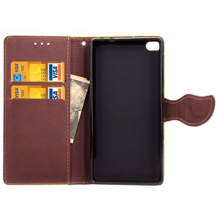 Leaf Magnetic Snap Litchi Texture Horizontal Flip Leather Case with Card Slots & Wallet & Holder & Lanyard for Huawei P8