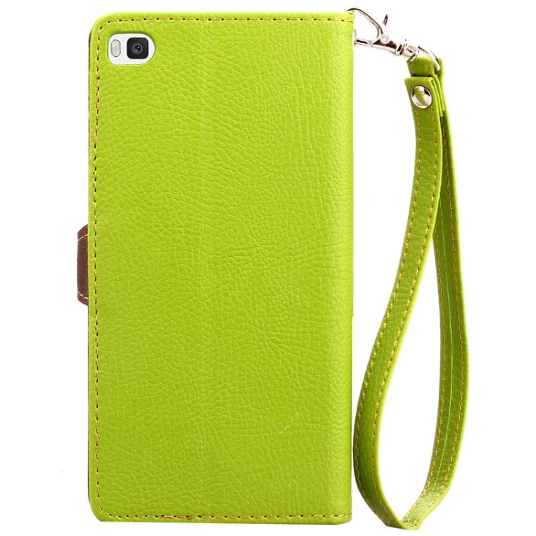 Leaf Magnetic Snap Litchi Texture Horizontal Flip Leather Case with Card Slots & Wallet & Holder & Lanyard for Huawei P8