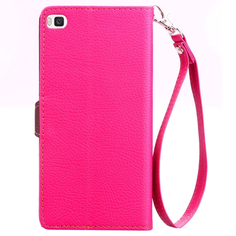 Leaf Magnetic Snap Litchi Texture Horizontal Flip Leather Case with Card Slots & Wallet & Holder & Lanyard for Huawei P8