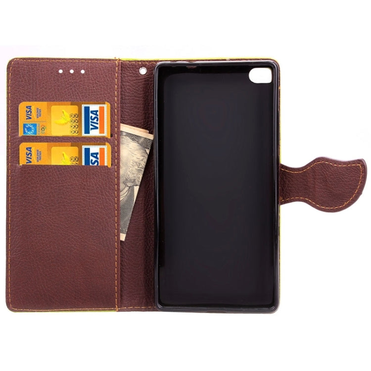 Leaf Magnetic Snap Litchi Texture Horizontal Flip Leather Case with Card Slots & Wallet & Holder & Lanyard for Huawei P8