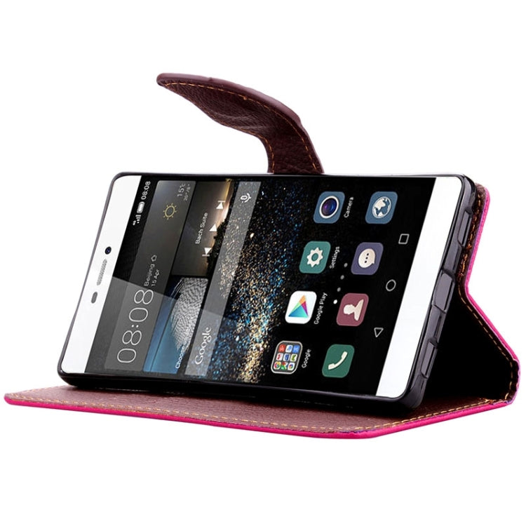 Leaf Magnetic Snap Litchi Texture Horizontal Flip Leather Case with Card Slots & Wallet & Holder & Lanyard for Huawei P8
