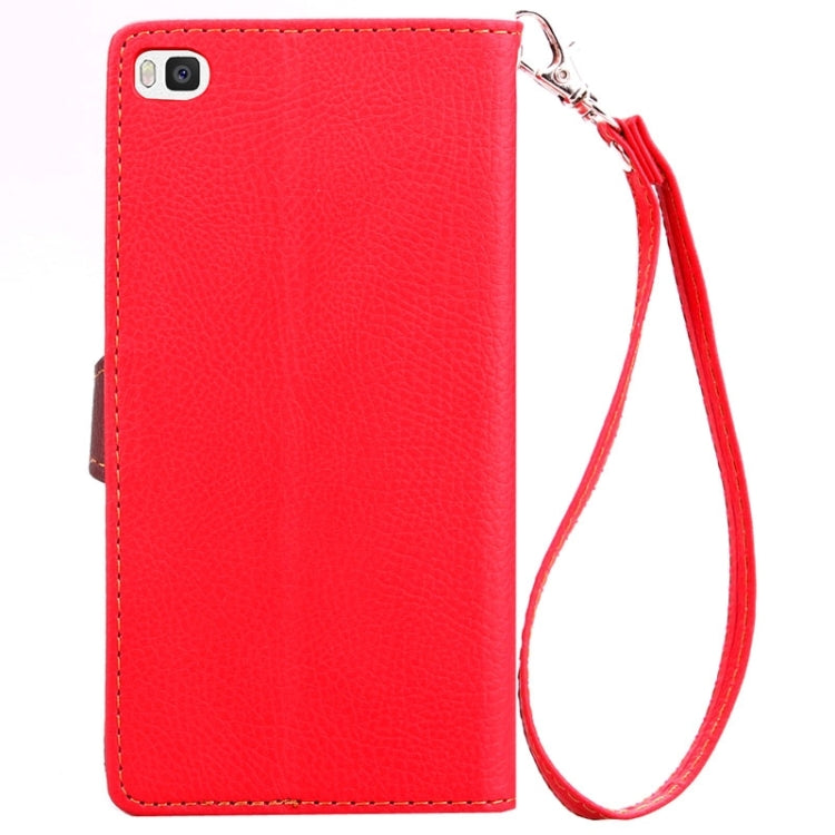 Leaf Magnetic Snap Litchi Texture Horizontal Flip Leather Case with Card Slots & Wallet & Holder & Lanyard for Huawei P8