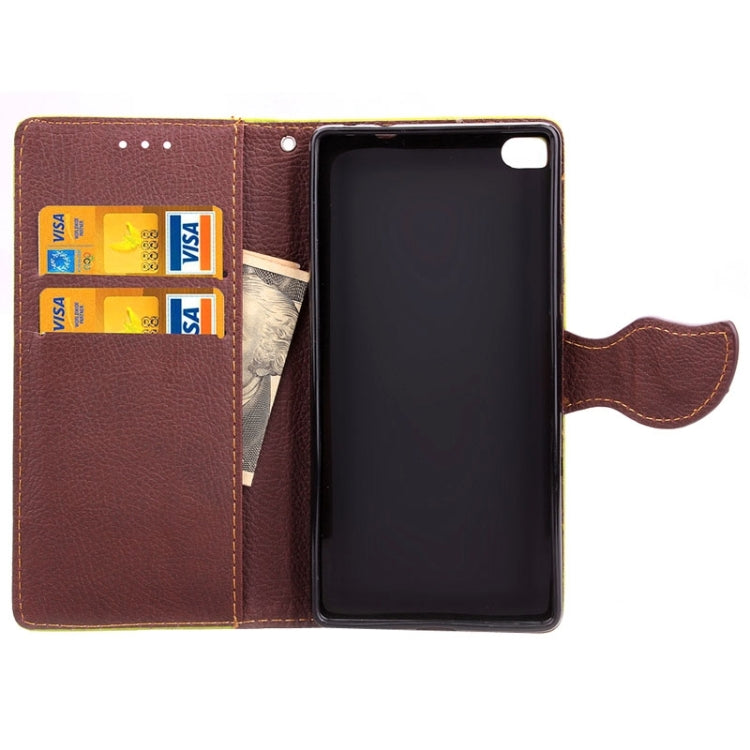 Leaf Magnetic Snap Litchi Texture Horizontal Flip Leather Case with Card Slots & Wallet & Holder & Lanyard for Huawei P8