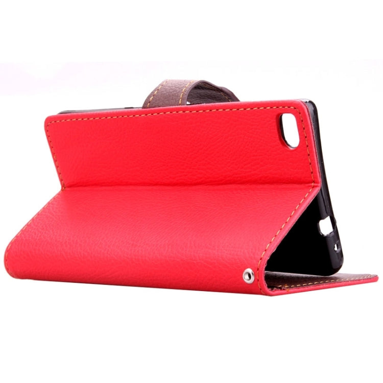 Leaf Magnetic Snap Litchi Texture Horizontal Flip Leather Case with Card Slots & Wallet & Holder & Lanyard for Huawei P8