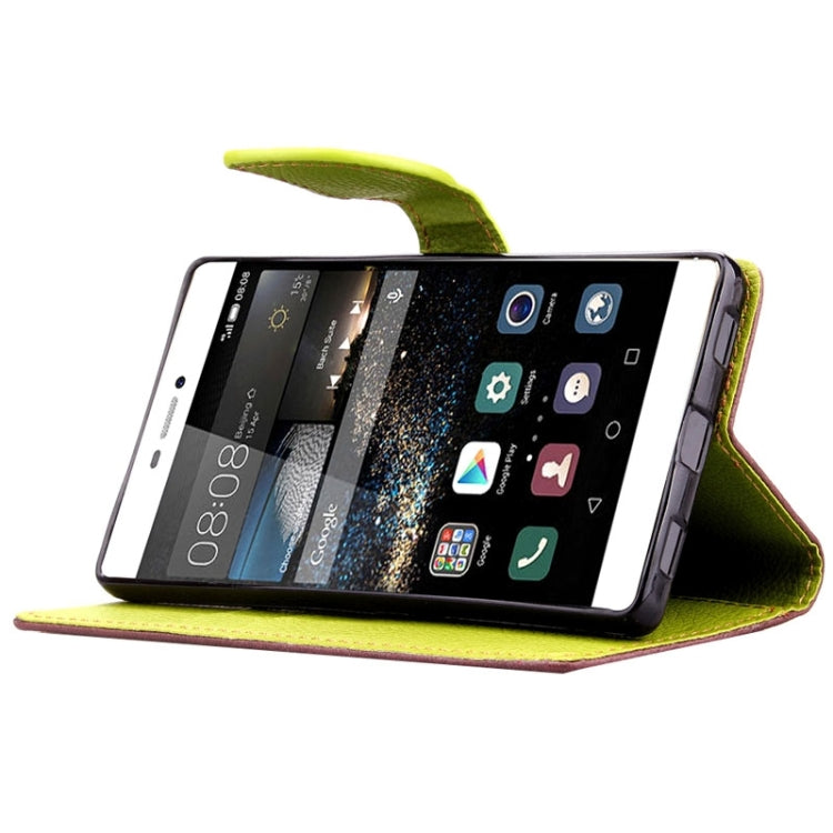 Leaf Magnetic Snap Litchi Texture Horizontal Flip Leather Case with Card Slots & Wallet & Holder & Lanyard for Huawei P8