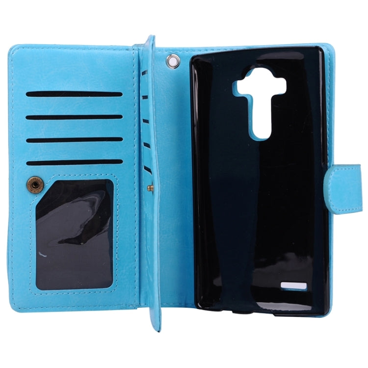 Multifunctional Crazy Horse Texture Horizontal Flip Solid Color Leather Case with Nine Card Slots & Wallet for LG G4 / H815