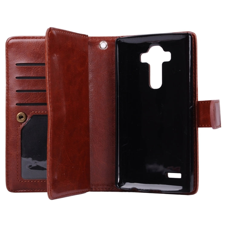 Multifunctional Crazy Horse Texture Horizontal Flip Solid Color Leather Case with Nine Card Slots & Wallet for LG G4 / H815
