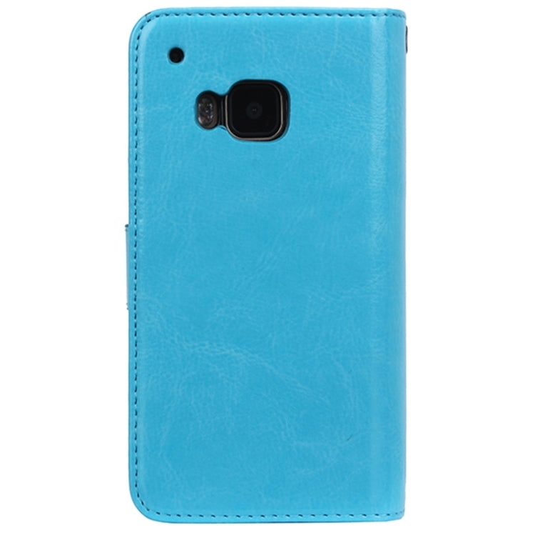 For HTC One M9 Multifunctional Crazy Horse Texture Horizontal Flip Solid Color Leather Case with Nine Card Slots & Wallet