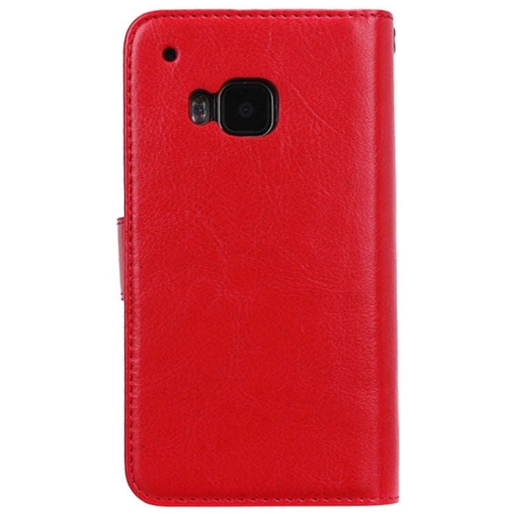 For HTC One M9 Multifunctional Crazy Horse Texture Horizontal Flip Solid Color Leather Case with Nine Card Slots & Wallet