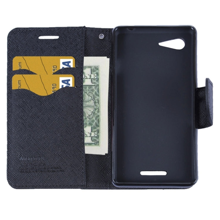 MERCURY Cross Texture Contrast Color Style Leather Case with Holder & Card Slots & Wallet for Sony Xperia E3