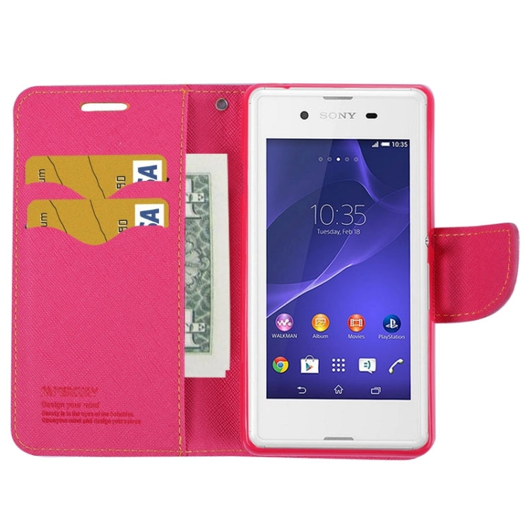 MERCURY Cross Texture Contrast Color Style Leather Case with Holder & Card Slots & Wallet for Sony Xperia E3