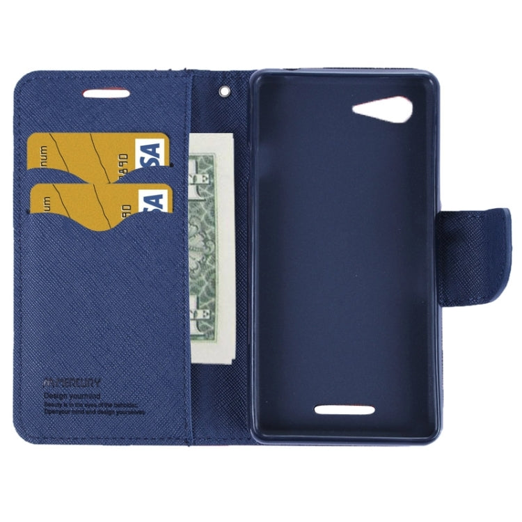 MERCURY Cross Texture Contrast Color Style Leather Case with Holder & Card Slots & Wallet for Sony Xperia E3