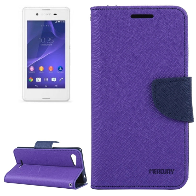 MERCURY Cross Texture Contrast Color Style Leather Case with Holder & Card Slots & Wallet for Sony Xperia E3