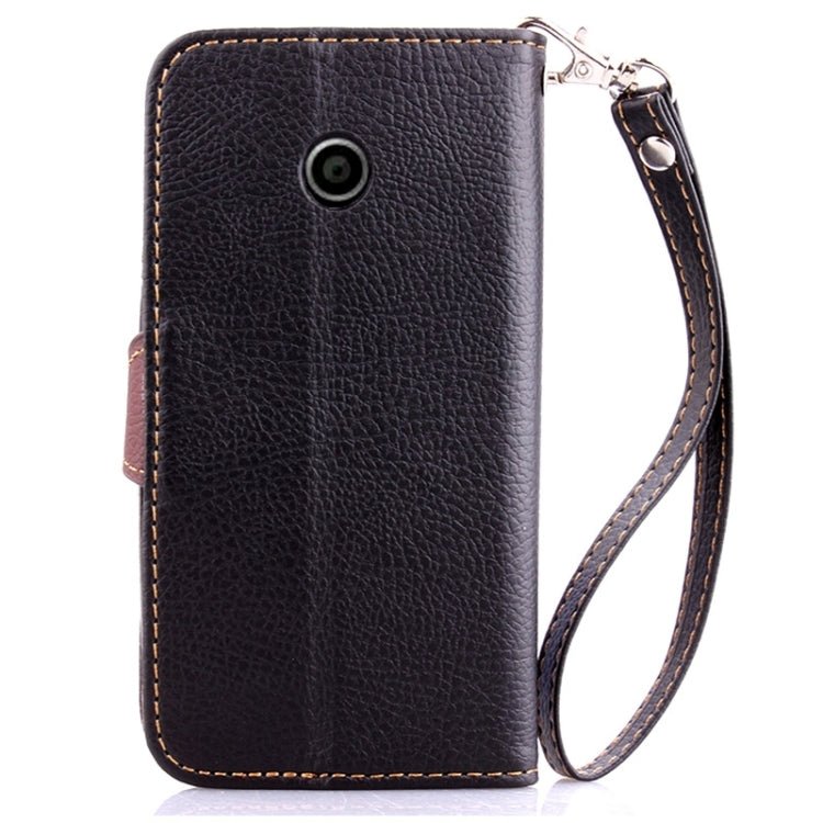 Leaf Magnetic Snap Litchi Texture Horizontal Flip Leather Case with Card Slots & Wallet & Holder & Lanyard for Motorola Moto E / XT1021