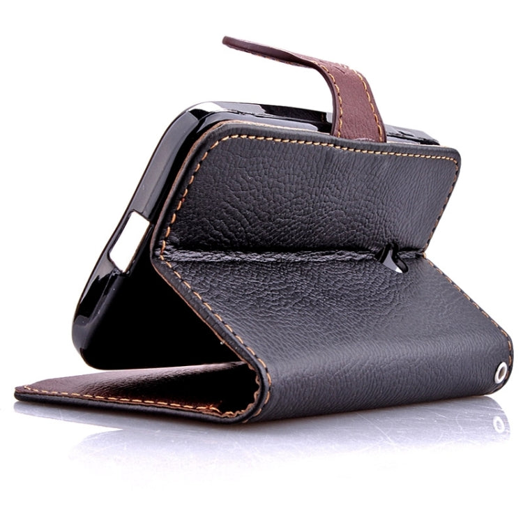 Leaf Magnetic Snap Litchi Texture Horizontal Flip Leather Case with Card Slots & Wallet & Holder & Lanyard for Motorola Moto E / XT1021