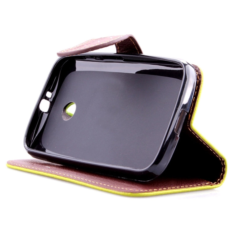 Leaf Magnetic Snap Litchi Texture Horizontal Flip Leather Case with Card Slots & Wallet & Holder & Lanyard for Motorola Moto E / XT1021