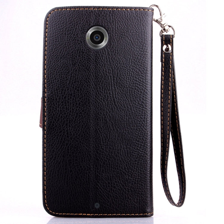 Leaf Magnetic Snap Litchi Texture Horizontal Flip Leather Case with Card Slots & Wallet & Holder & Lanyard for Google Nexus 6