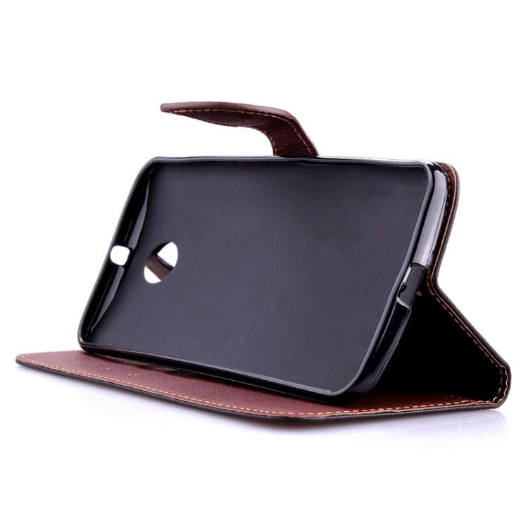 Leaf Magnetic Snap Litchi Texture Horizontal Flip Leather Case with Card Slots & Wallet & Holder & Lanyard for Google Nexus 6