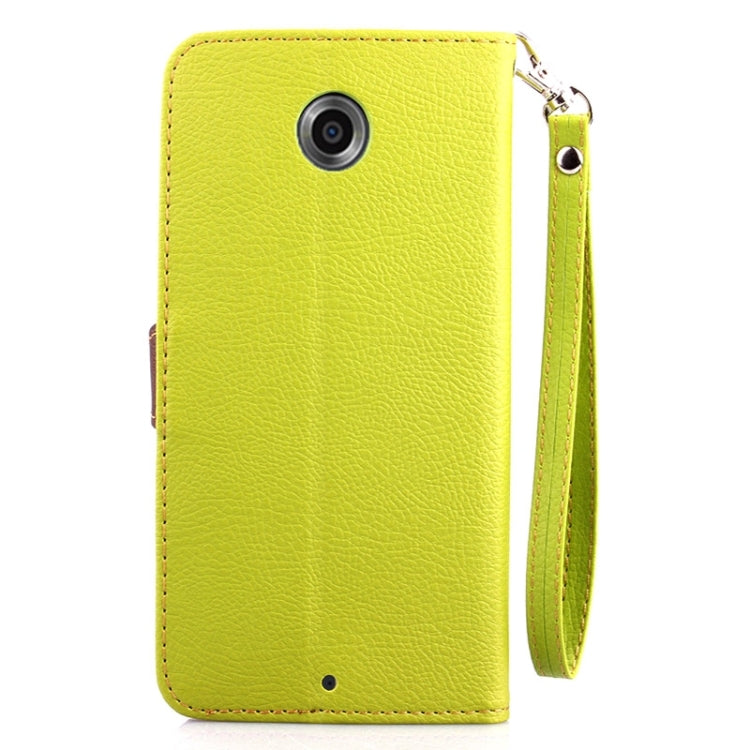 Leaf Magnetic Snap Litchi Texture Horizontal Flip Leather Case with Card Slots & Wallet & Holder & Lanyard for Google Nexus 6
