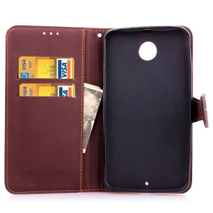 Leaf Magnetic Snap Litchi Texture Horizontal Flip Leather Case with Card Slots & Wallet & Holder & Lanyard for Google Nexus 6
