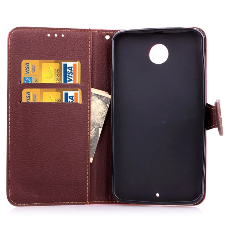 Leaf Magnetic Snap Litchi Texture Horizontal Flip Leather Case with Card Slots & Wallet & Holder & Lanyard for Google Nexus 6