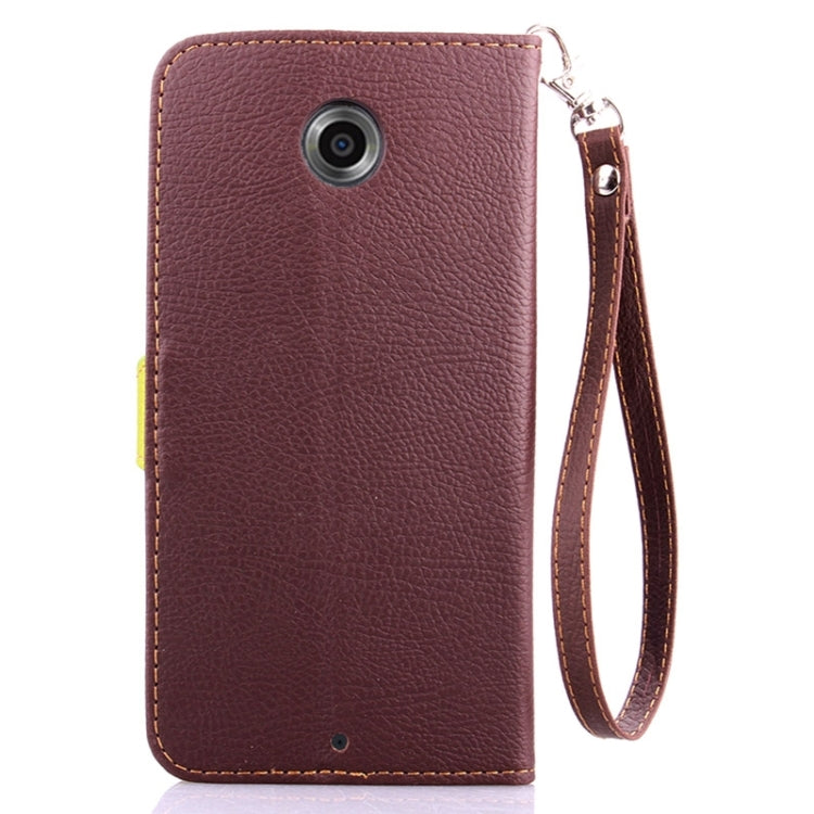 Leaf Magnetic Snap Litchi Texture Horizontal Flip Leather Case with Card Slots & Wallet & Holder & Lanyard for Google Nexus 6