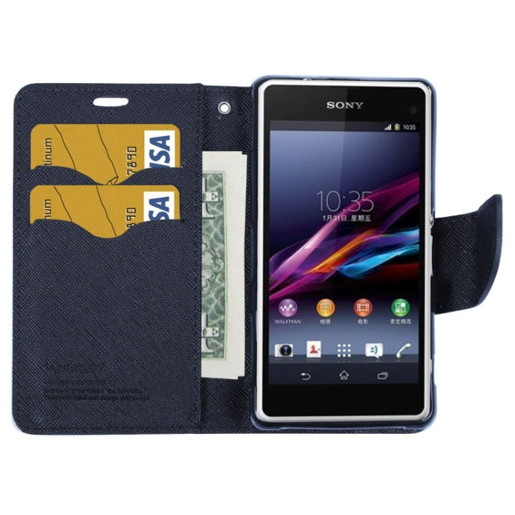 MERCURY Cross Texture Contrast Color Style Leather Case with Holder & Card Slots & Wallet for Sony Xperia Z1 Compact
