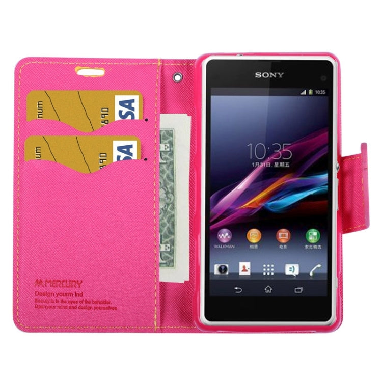 MERCURY Cross Texture Contrast Color Style Leather Case with Holder & Card Slots & Wallet for Sony Xperia Z1 Compact