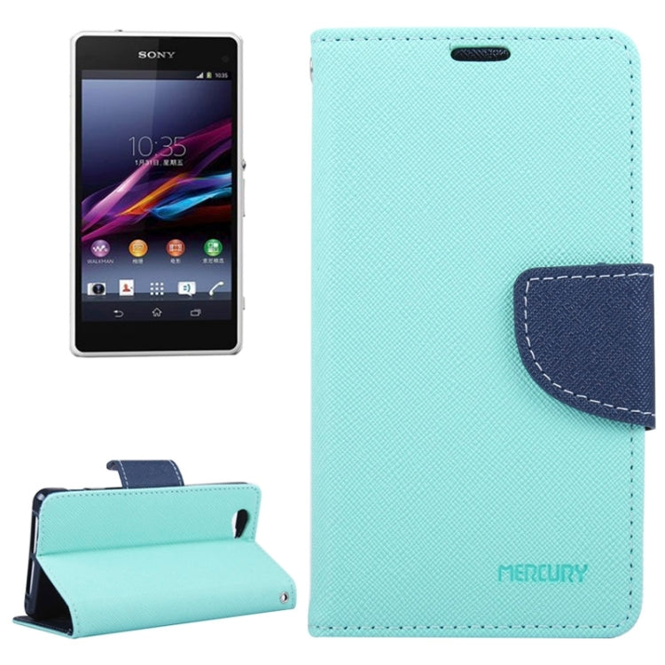 MERCURY Cross Texture Contrast Color Style Leather Case with Holder & Card Slots & Wallet for Sony Xperia Z1 Compact