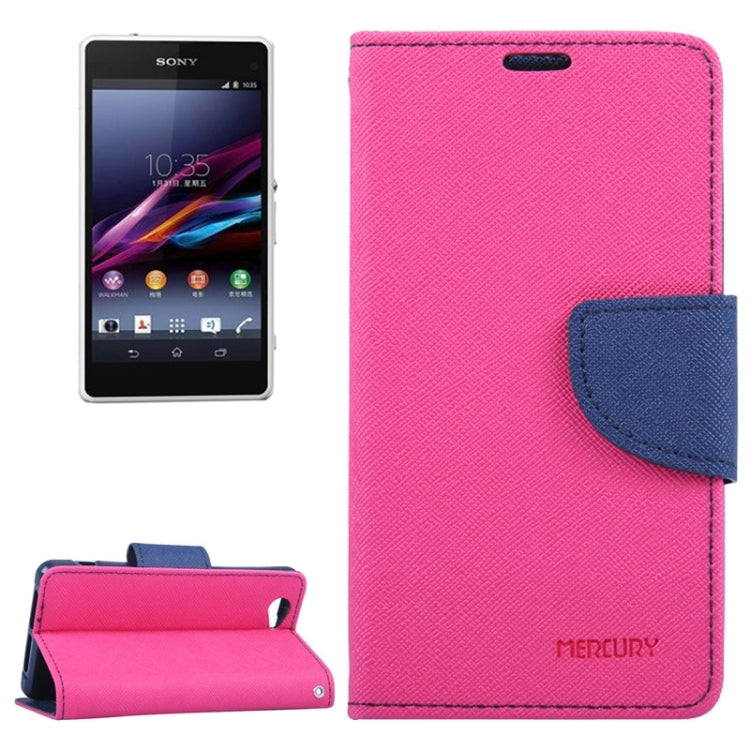 MERCURY Cross Texture Contrast Color Style Leather Case with Holder & Card Slots & Wallet for Sony Xperia Z1 Compact