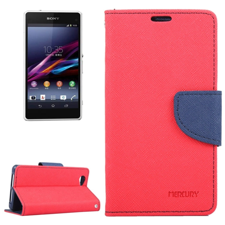 MERCURY Cross Texture Contrast Color Style Leather Case with Holder & Card Slots & Wallet for Sony Xperia Z1 Compact
