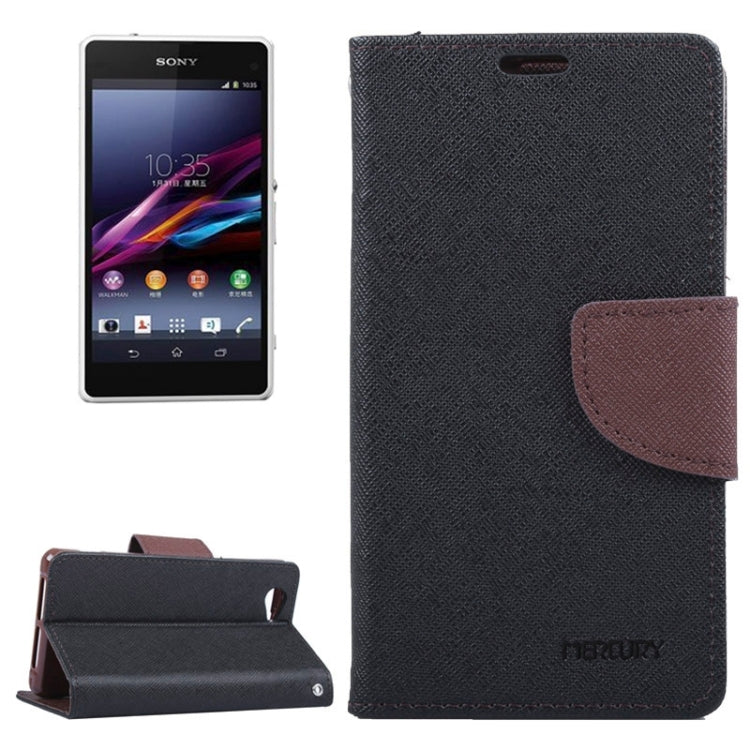 MERCURY Cross Texture Contrast Color Style Leather Case with Holder & Card Slots & Wallet for Sony Xperia Z1 Compact
