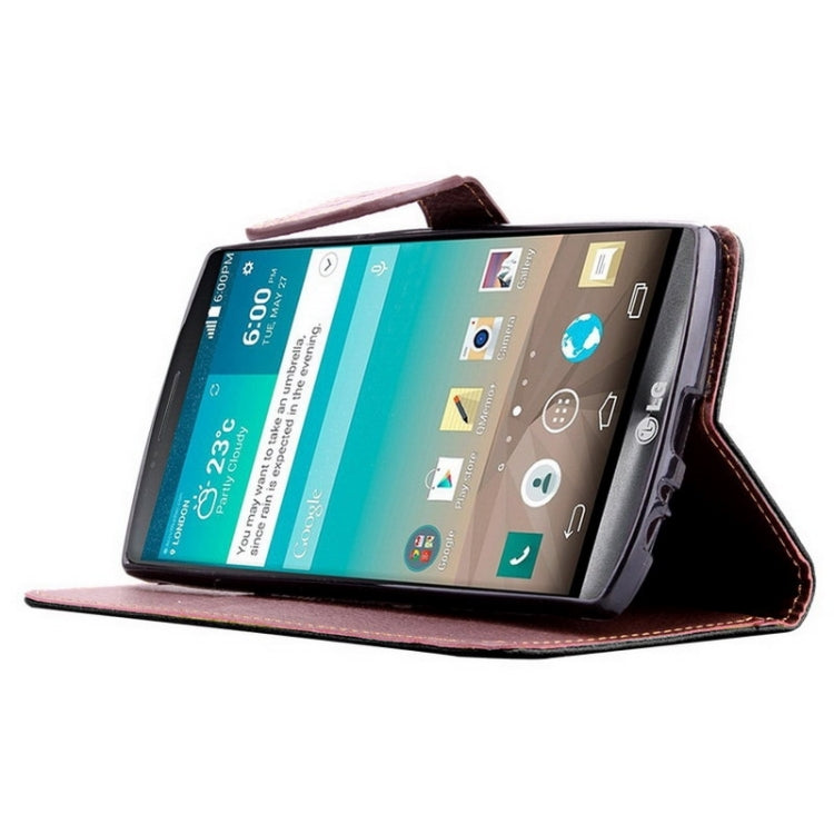 Leaf Magnetic Snap Litchi Texture Horizontal Flip Leather Case with Card Slots & Wallet & Holder & Lanyard for LG G4