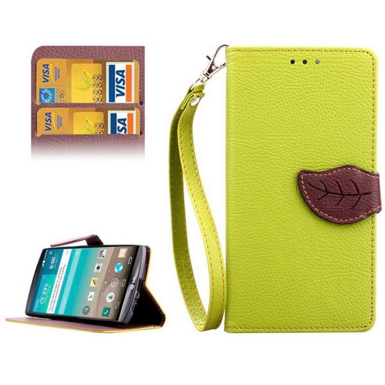 Leaf Magnetic Snap Litchi Texture Horizontal Flip Leather Case with Card Slots & Wallet & Holder & Lanyard for LG G4