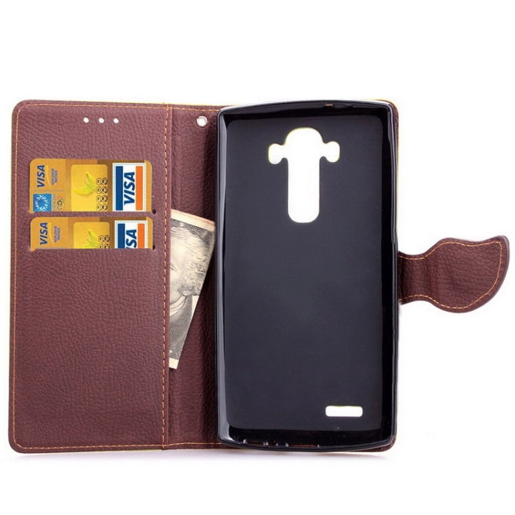 Leaf Magnetic Snap Litchi Texture Horizontal Flip Leather Case with Card Slots & Wallet & Holder & Lanyard for LG G4