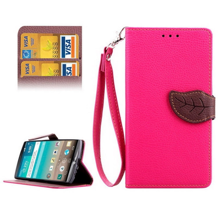 Leaf Magnetic Snap Litchi Texture Horizontal Flip Leather Case with Card Slots & Wallet & Holder & Lanyard for LG G4