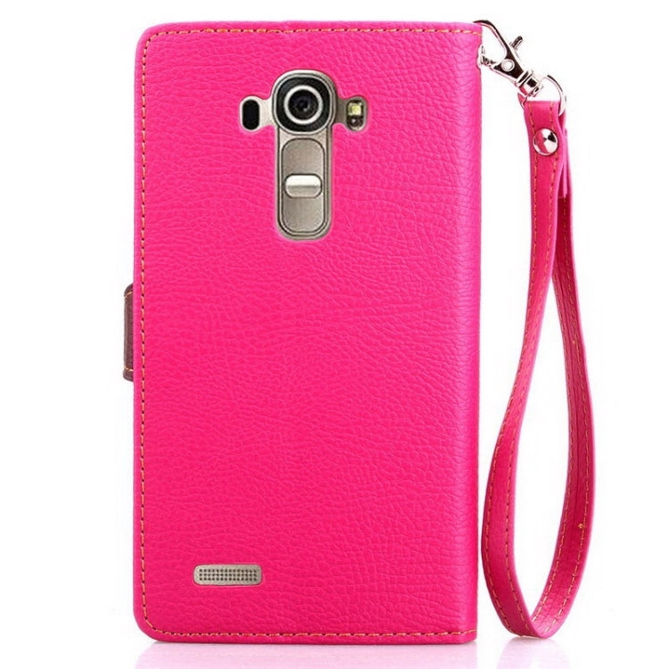Leaf Magnetic Snap Litchi Texture Horizontal Flip Leather Case with Card Slots & Wallet & Holder & Lanyard for LG G4