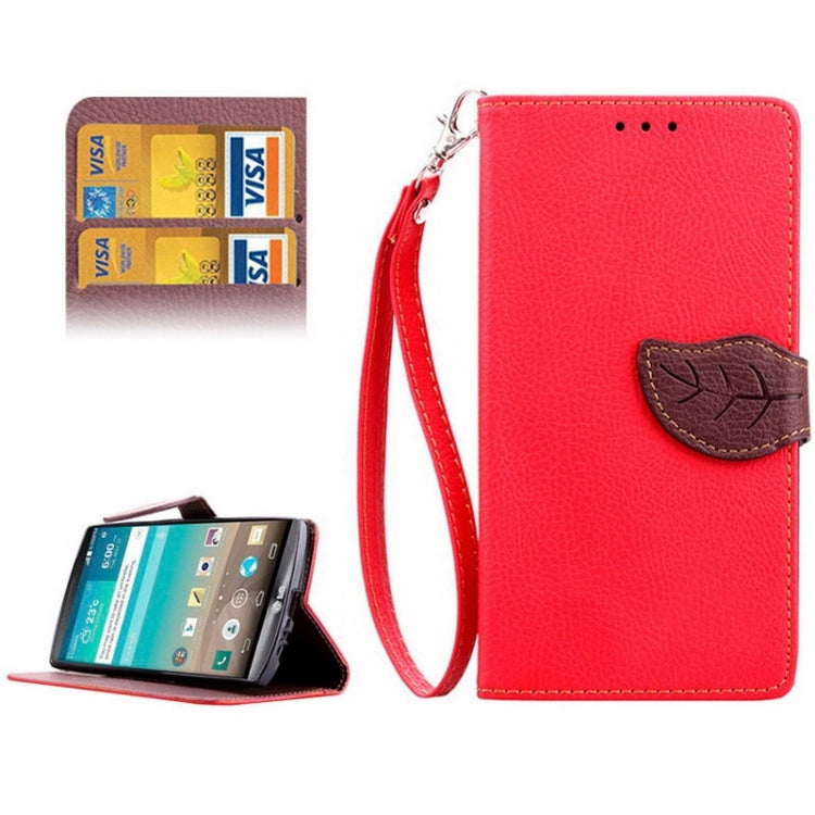 Leaf Magnetic Snap Litchi Texture Horizontal Flip Leather Case with Card Slots & Wallet & Holder & Lanyard for LG G4
