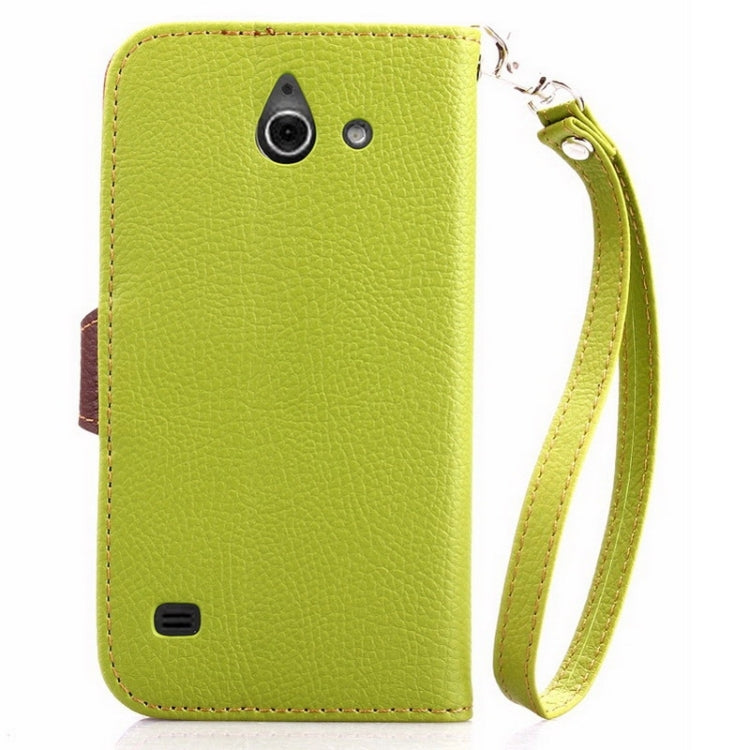 Leaf Magnetic Snap Litchi Texture Horizontal Flip Leather Case with Card Slots & Wallet & Holder & Lanyard for Huawei Ascend Y550