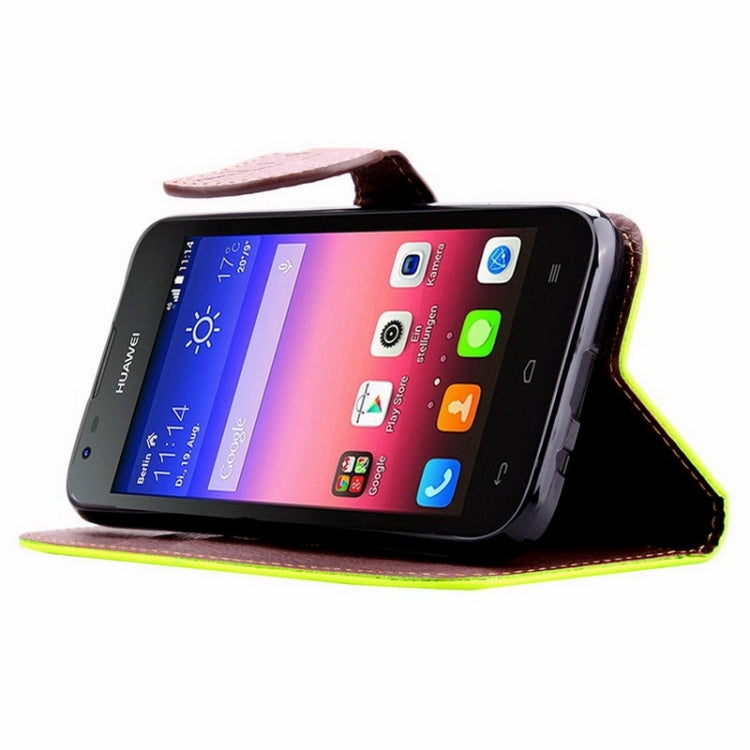 Leaf Magnetic Snap Litchi Texture Horizontal Flip Leather Case with Card Slots & Wallet & Holder & Lanyard for Huawei Ascend Y550