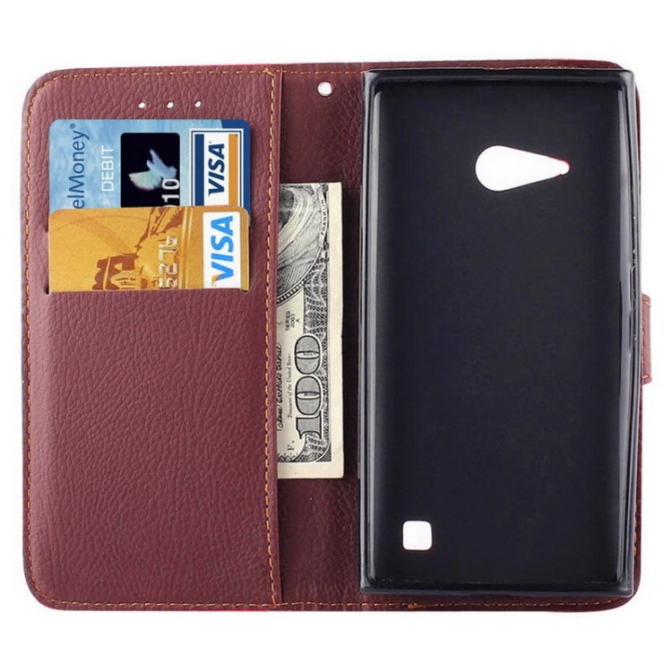 Leaf Magnetic Snap Litchi Texture Horizontal Flip Leather Case with Card Slots & Wallet & Holder & Lanyard for Nokia Lumia 730